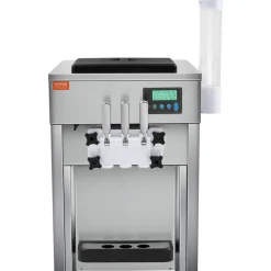 VEVOR Commercial Ice Cream Machine, 21 QT/H Yield, 1800W 3-Flavor Countertop Soft Serve Ice Cream Maker, 2 x 4L Hopper 2 x 1.8L Cylinder, LCD Panel Auto Clean Pre-cooling, for Restaurant Snack Bar