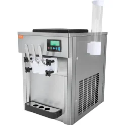 VEVOR Commercial Ice Cream Machine, 21 QT/H Yield, 1800W 3-Flavor Countertop Soft Serve Ice Cream Maker, 2 x 4L Hopper 2 x 1.8L Cylinder, LCD Panel Auto Clean Pre-cooling, for Restaurant Snack Bar