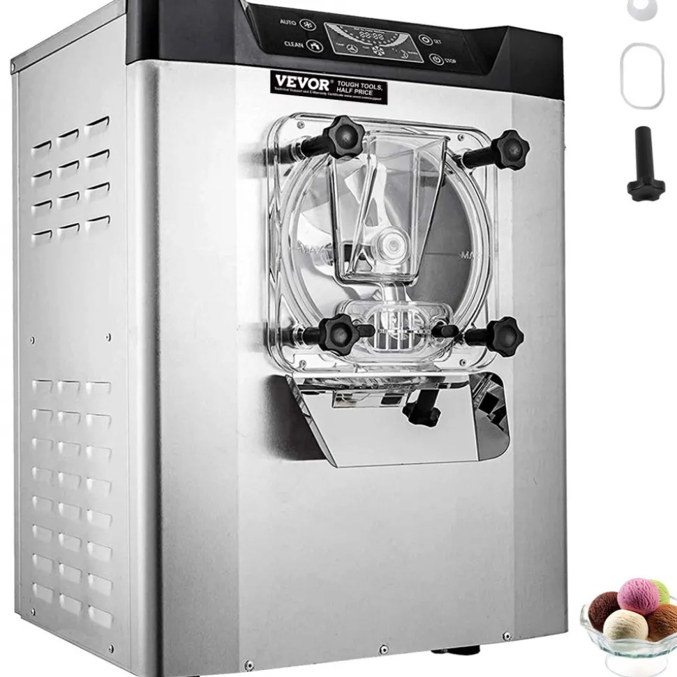 VEVOR Commercial Ice Cream Machine 1400W 20/5.3 Gph Hard Serve Ice Cream Maker with LED Display Screen Auto Shut-Off Timer One Flavors Perfect for Restaurants Snack bar Supermarkets