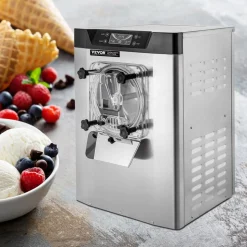 VEVOR Commercial Ice Cream Machine 1400W 20/5.3 Gph Hard Serve Ice Cream Maker with LED Display Screen Auto Shut-Off Timer One Flavors Perfect for Restaurants Snack bar Supermarkets