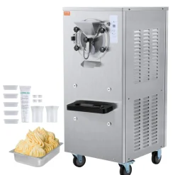 VEVOR Commercial Ice Cream Machine, 20-25L/H Yield, 2400W 1-Flavor Hard Serve Ice Cream Maker, 8L Stainless Steel Cylinder, Digital Display Auto Clean Adjustable Hardness, for Restaurant Snack Bars