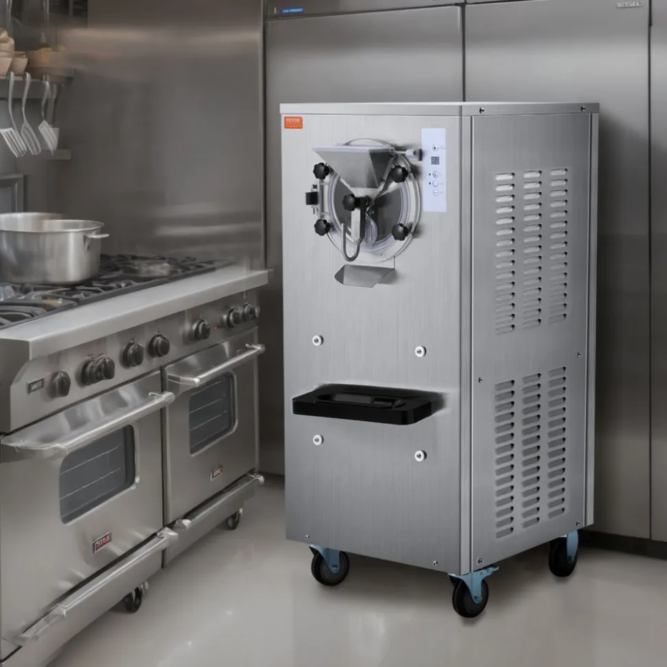 VEVOR Commercial Ice Cream Machine, 20-25L/H Yield, 2400W 1-Flavor Hard Serve Ice Cream Maker, 8L Stainless Steel Cylinder, Digital Display Auto Clean Adjustable Hardness, for Restaurant Snack Bars
