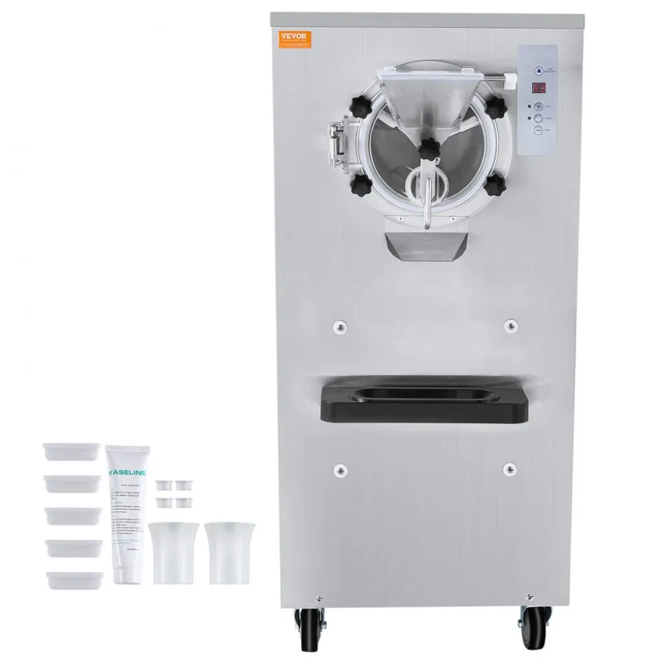 VEVOR Commercial Ice Cream Machine, 20-25L/H Yield, 2400W 1-Flavor Hard Serve Ice Cream Maker, 8L Stainless Steel Cylinder, Digital Display Auto Clean Adjustable Hardness, for Restaurant Snack Bars