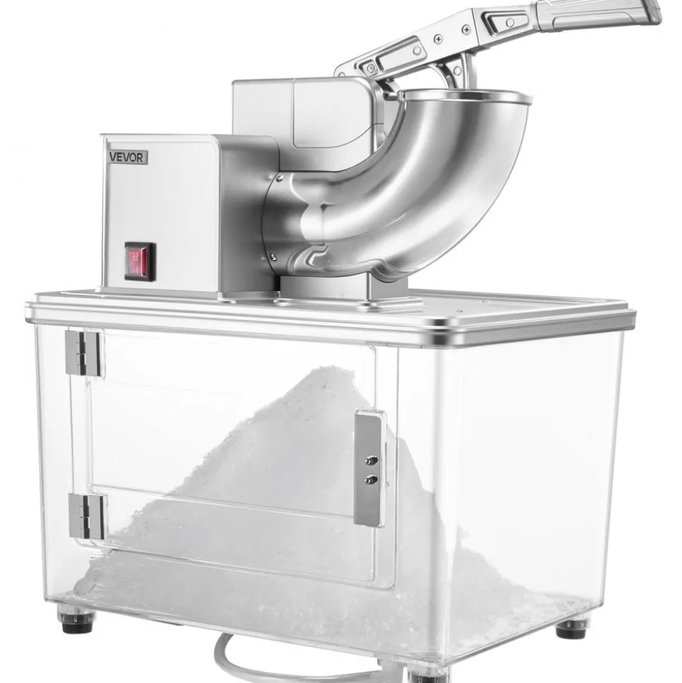 VEVOR Commercial Ice Crusher 661LBS/H, 350W Electric Snow Cone Machine with 4 Blades, 2000RPM Stainless Steel Shaved Ice Machine with 11 Gal Crushed-Ice Box, for Family Restaurants Bars, Silver