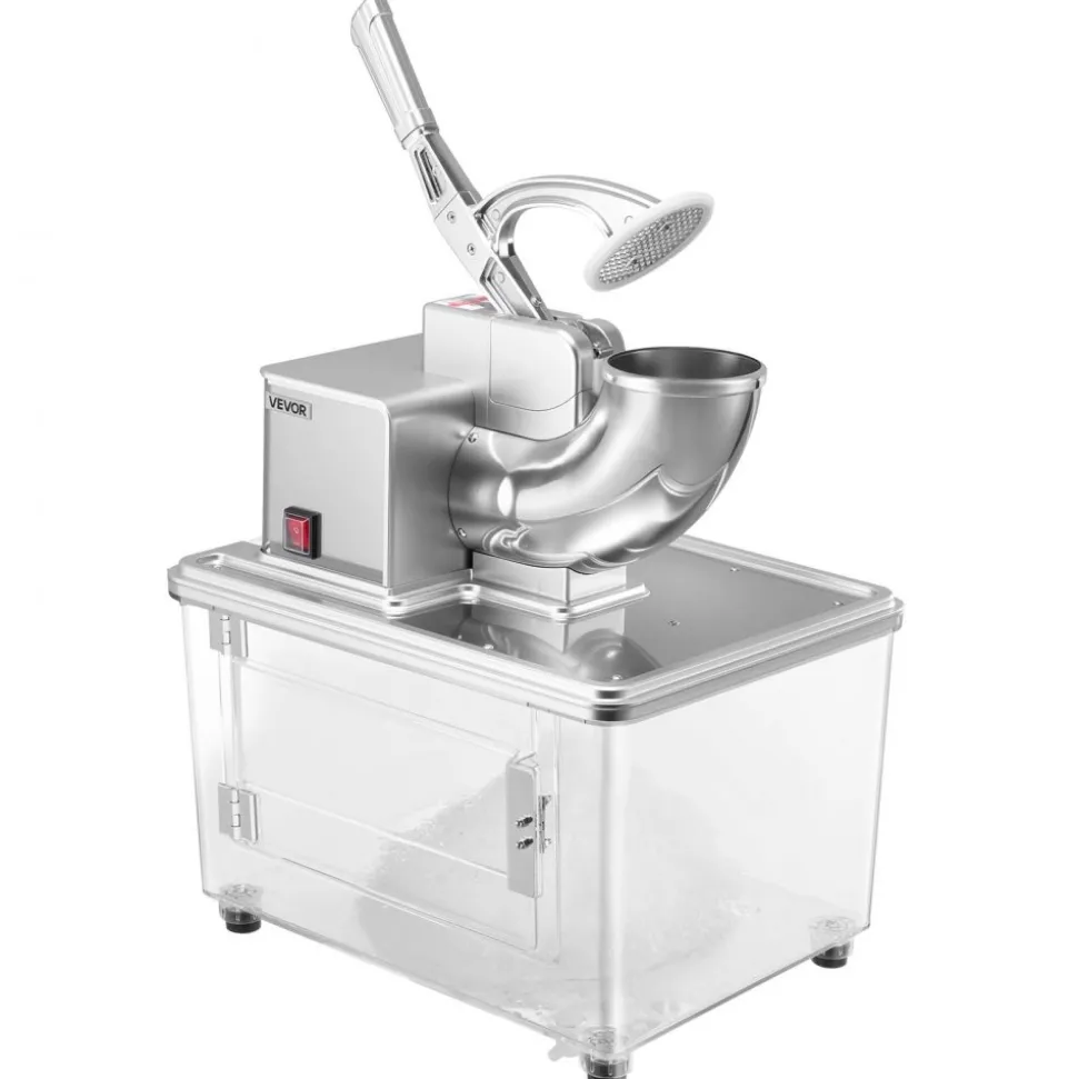VEVOR Commercial Ice Crusher 661LBS/H, 350W Electric Snow Cone Machine with 4 Blades, 2000RPM Stainless Steel Shaved Ice Machine with 11 Gal Crushed-Ice Box, for Family Restaurants Bars, Silver