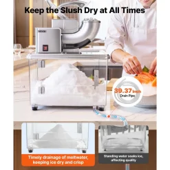 VEVOR Commercial Ice Crusher 661LBS/H, 350W Electric Snow Cone Machine with 4 Blades, 2000RPM Stainless Steel Shaved Ice Machine with 11 Gal Crushed-Ice Box, for Family Restaurants Bars, Silver