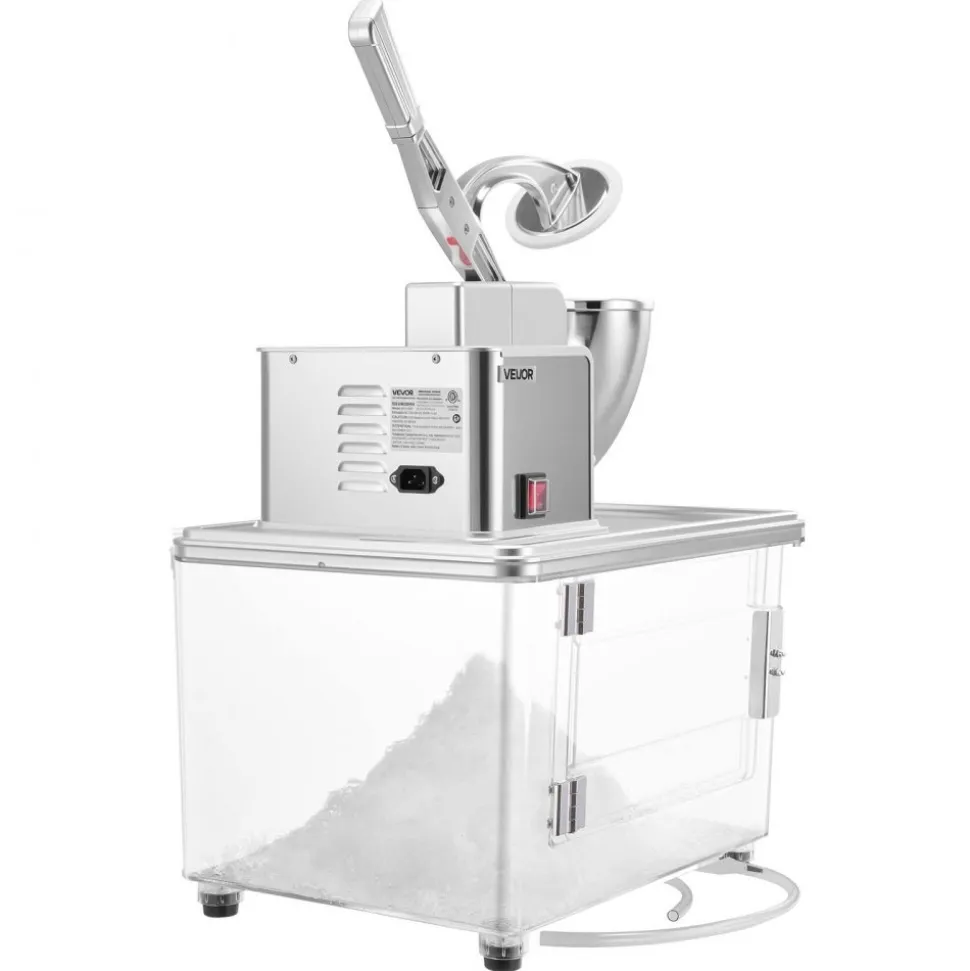 VEVOR Commercial Ice Crusher 661LBS/H, 350W Electric Snow Cone Machine with 4 Blades, 2000RPM Stainless Steel Shaved Ice Machine with 11 Gal Crushed-Ice Box, for Family Restaurants Bars, Silver