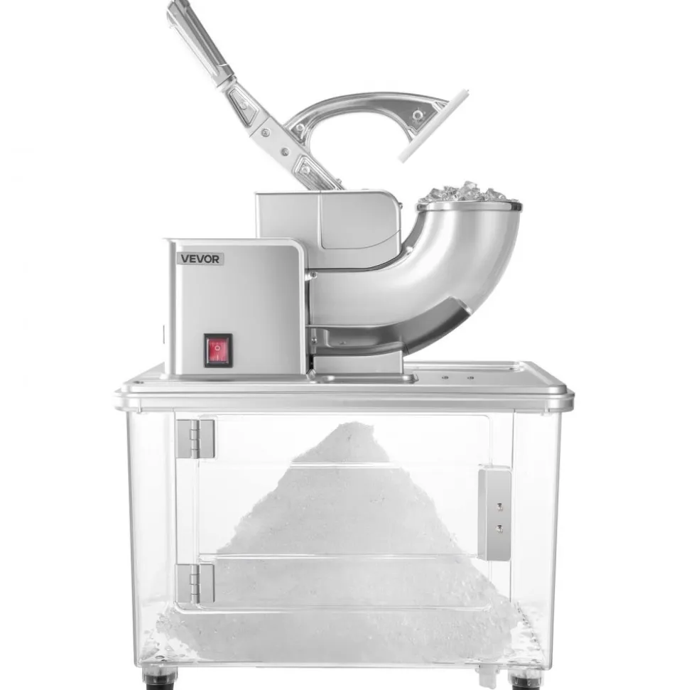 VEVOR Commercial Ice Crusher 661LBS/H, 350W Electric Snow Cone Machine with 4 Blades, 2000RPM Stainless Steel Shaved Ice Machine with 11 Gal Crushed-Ice Box, for Family Restaurants Bars, Silver