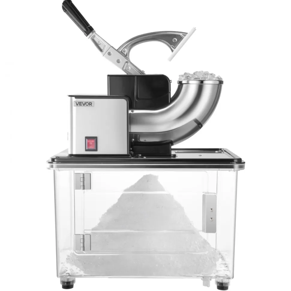 VEVOR Commercial Ice Crusher 661LBS/H, 350W Electric Snow Cone Machine with 4 Blades, 2000RPM Stainless Steel Shaved Ice Machine with 11 Gal Crushed-Ice Box, for Family Restaurants Bars, Black