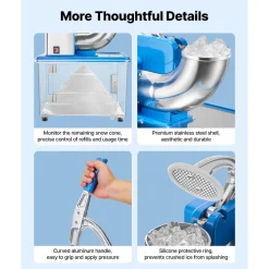 VEVOR Commercial Ice Crusher 661LBS/H, 350W Electric Snow Cone Machine with 4 Blades, 2000RPM Stainless Steel Shaved Ice Machine with 11 Gal Crushed-Ice Box, for Family Restaurants Bars, Blue