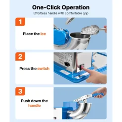 VEVOR Commercial Ice Crusher 661LBS/H, 350W Electric Snow Cone Machine with 4 Blades, 2000RPM Stainless Steel Shaved Ice Machine with 11 Gal Crushed-Ice Box, for Family Restaurants Bars, Blue