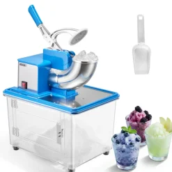 VEVOR Commercial Ice Crusher 661LBS/H, 350W Electric Snow Cone Machine with 4 Blades, 2000RPM Stainless Steel Shaved Ice Machine with 11 Gal Crushed-Ice Box, for Family Restaurants Bars, Blue