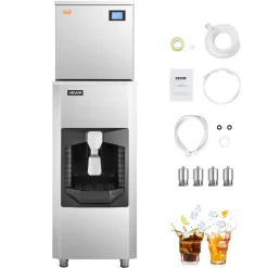 VEVOR Commercial Ice Maker, 400 Lbs/Day Ice Maker Machine, 180 Lbs Large Ice Storage Bin with 20 Lbs/Min Automatic Ice Dispensing, Self-Cleaning Ice Machine with Touchscreen for Bar, Cafe, Restaurant