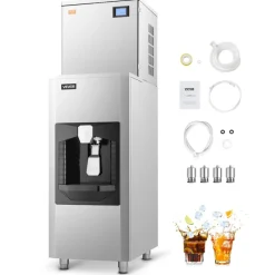 VEVOR Commercial Ice Maker, 400 Lbs/Day Ice Maker Machine, 180 Lbs Large Ice Storage Bin with 20 Lbs/Min Automatic Ice Dispensing, Self-Cleaning Ice Machine with Touchscreen for Bar, Cafe, Restaurant