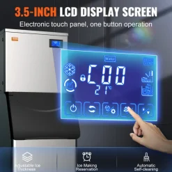 VEVOR Commercial Ice Maker, 400LBS/24H Ice Making Machine with 330.7LBS Large Storage Bin, 800W Auto Self-Cleaning Ice Maker Machine with 3.5-inch LED Screen for Business Bar
