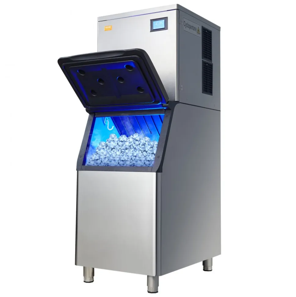 VEVOR Commercial Ice Maker, 400LBS/24H Ice Making Machine with 330.7LBS Large Storage Bin, 800W Auto Self-Cleaning Ice Maker Machine with 3.5-inch LED Screen for Business Bar