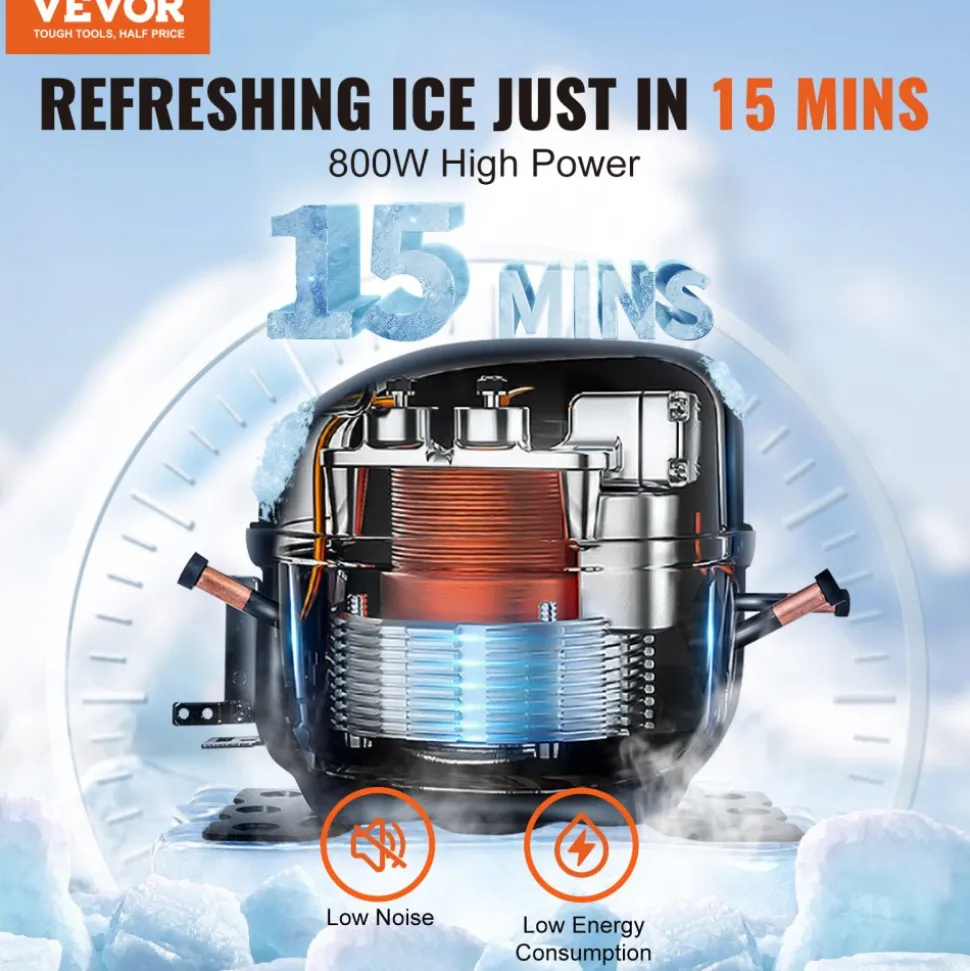 VEVOR Commercial Ice Maker, 400LBS/24H Ice Making Machine with 330.7LBS Large Storage Bin, 800W Auto Self-Cleaning Ice Maker Machine with 3.5-inch LED Screen for Business Bar