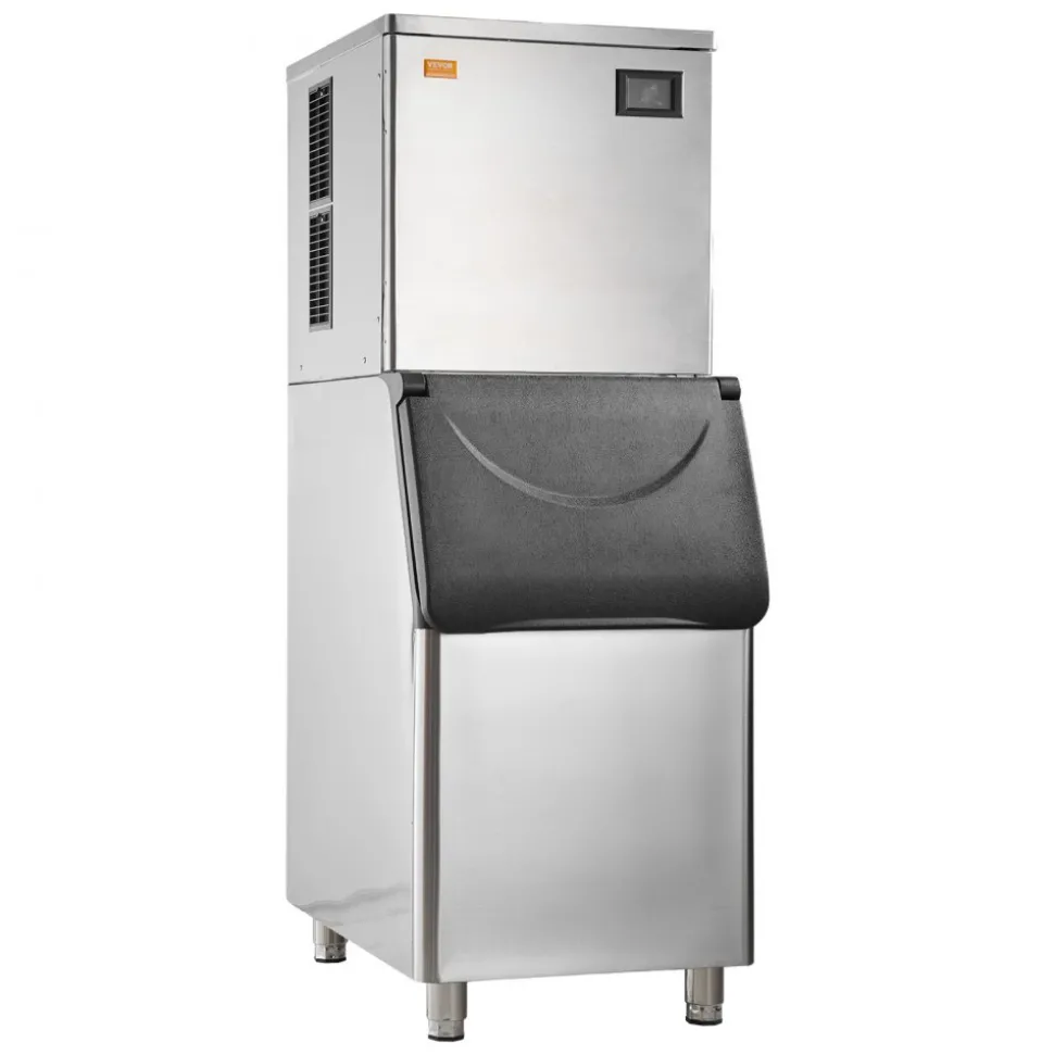 VEVOR Commercial Ice Maker, 400LBS/24H Ice Making Machine with 330.7LBS Large Storage Bin, 800W Auto Self-Cleaning Ice Maker Machine with 3.5-inch LED Screen for Business Bar