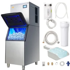 VEVOR Commercial Ice Maker, 450LBS/24H Ice Making Machine with 330.7LBS Large Storage Bin, 1000W Auto Self-Cleaning Ice Maker Machine with 3.5-inch LED Panel for Bar Cafe Restaurant Business