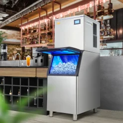 VEVOR Commercial Ice Maker, 450LBS/24H Ice Making Machine with 330.7LBS Large Storage Bin, 1000W Auto Self-Cleaning Ice Maker Machine with 3.5-inch LED Panel for Bar Cafe Restaurant Business