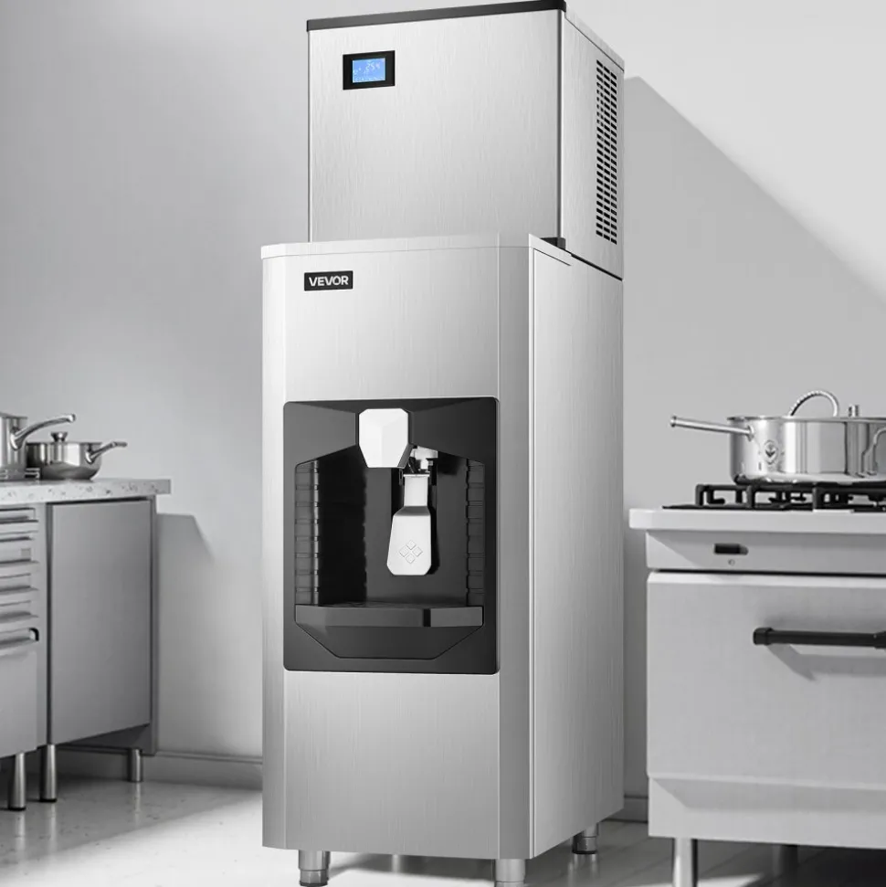 VEVOR Commercial Ice Maker, 440 Lbs/Day Ice Maker Machine, 180 Lbs Large Ice Storage Bin with 20 Lbs/Min Automatic Ice Dispensing, Self-Cleaning Ice Machine with Touchscreen for Bar, Cafe, Restaurant