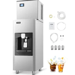 VEVOR Commercial Ice Maker, 440 Lbs/Day Ice Maker Machine, 180 Lbs Large Ice Storage Bin with 20 Lbs/Min Automatic Ice Dispensing, Self-Cleaning Ice Machine with Touchscreen for Bar, Cafe, Restaurant