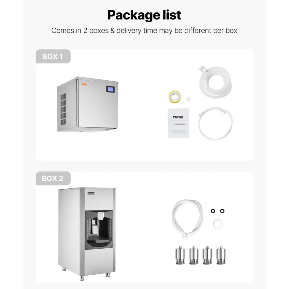 VEVOR Commercial Ice Maker, 300 Lbs/Day Ice Maker Machine, 180 Lbs Large Ice Storage Bin with 20 Lbs/Min Automatic Ice Dispensing, Self-Cleaning Ice Machine with Touchscreen for Bar, Cafe, Restaurant