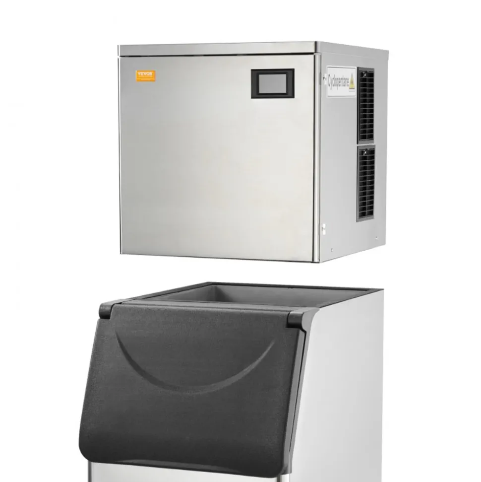 VEVOR Commercial Ice Maker, 550LBS/24H Ice Making Machine with 330.7LBS Large Storage Bin, 1000W Auto Self-Cleaning Ice Maker Machine ith 3.5-inch LED Screen for Business Bar Cafe Restaurant