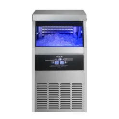 VEVOR Commercial Ice Maker Machine, 130 lbs/24h with 30 lbs Storage Capacity, Built-in/Freestanding/Under Counter, Stainless Steel Ice Maker with LED Display & Self-Cleaning, for Home Bar Restaurant