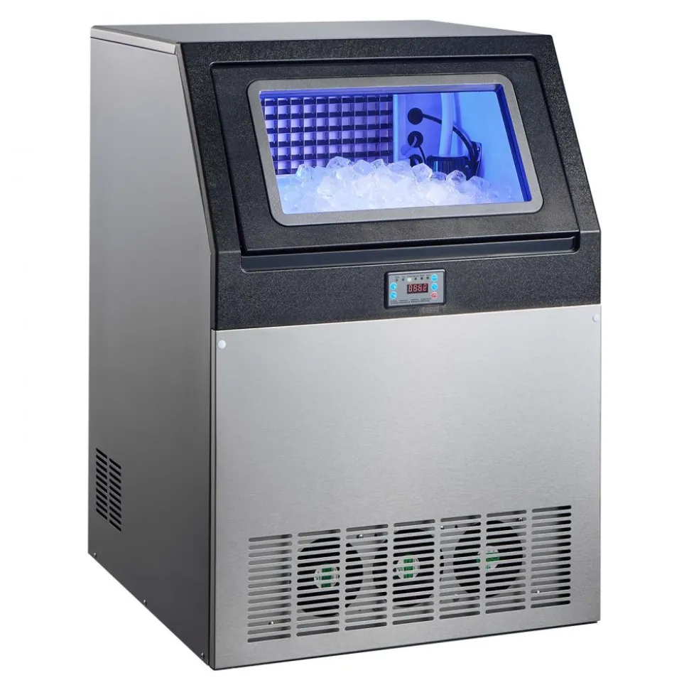 VEVOR Commercial Ice Maker Machine, 265 lbs/24h with 85 lbs Storage Capacity, Built-in/Freestanding/Under Counter, Stainless Steel Ice Maker with LED Display & Self-Cleaning, for Home Bar Restaurant