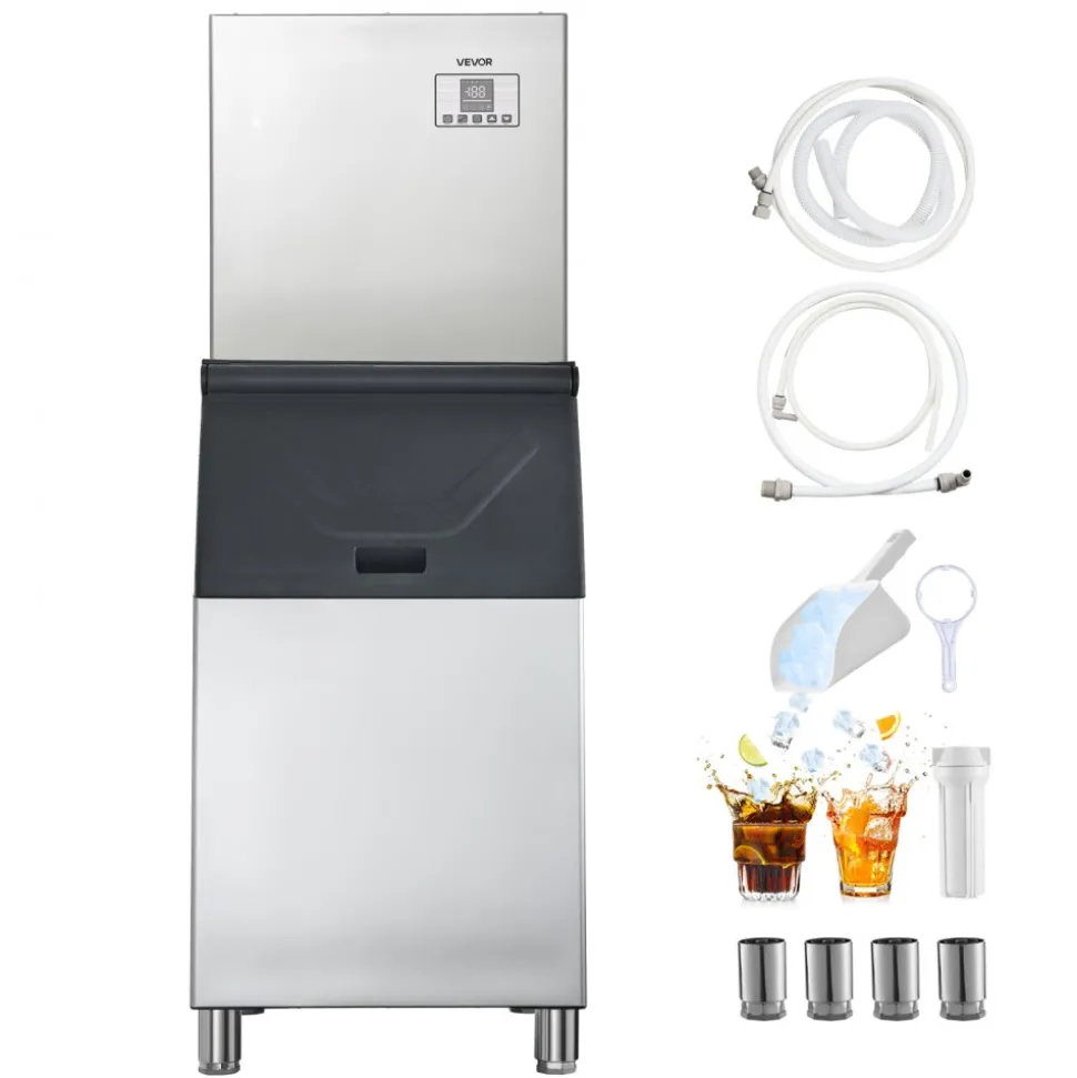 VEVOR Commercial Ice Maker Machine, 300LBS/24H Ice-Making Machine with 300LBS Stainless Steel Storage Bin, Auto Self-Cleaning Ice Maker with Touchscreen for Bar Cafe Restaurant Business Commercial