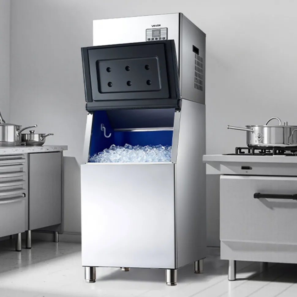 VEVOR Commercial Ice Maker Machine, 300LBS/24H Ice-Making Machine with 300LBS Stainless Steel Storage Bin, Auto Self-Cleaning Ice Maker with Touchscreen for Bar Cafe Restaurant Business Commercial