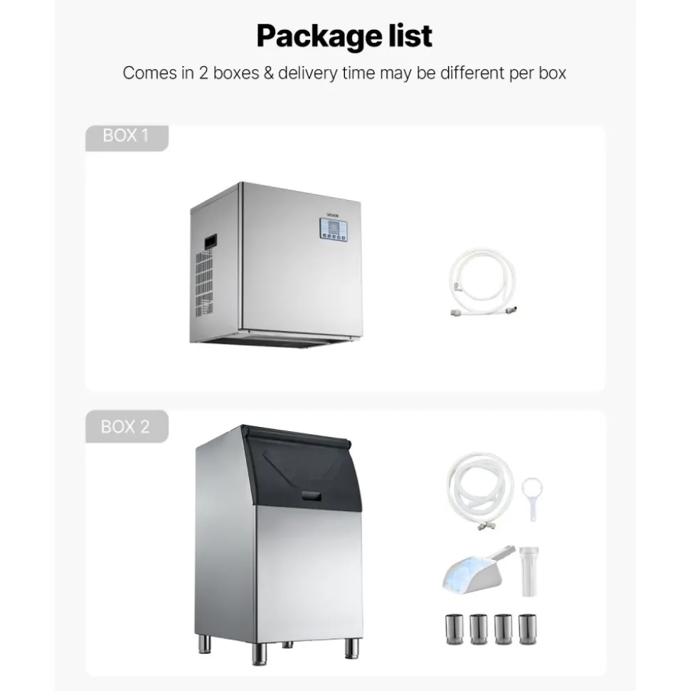 VEVOR Commercial Ice Maker Machine, 300LBS/24H Ice-Making Machine with 300LBS Stainless Steel Storage Bin, Auto Self-Cleaning Ice Maker with Touchscreen for Bar Cafe Restaurant Business Commercial