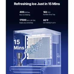 VEVOR Commercial Ice Maker Machine, 300LBS/24H Ice-Making Machine with 300LBS Stainless Steel Storage Bin, Auto Self-Cleaning Ice Maker with Touchscreen for Bar Cafe Restaurant Business Commercial
