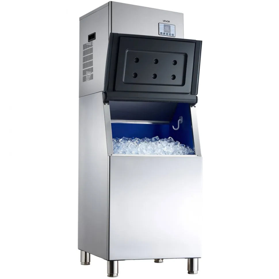 VEVOR Commercial Ice Maker Machine, 300LBS/24H Ice-Making Machine with 300LBS Stainless Steel Storage Bin, Auto Self-Cleaning Ice Maker with Touchscreen for Bar Cafe Restaurant Business Commercial