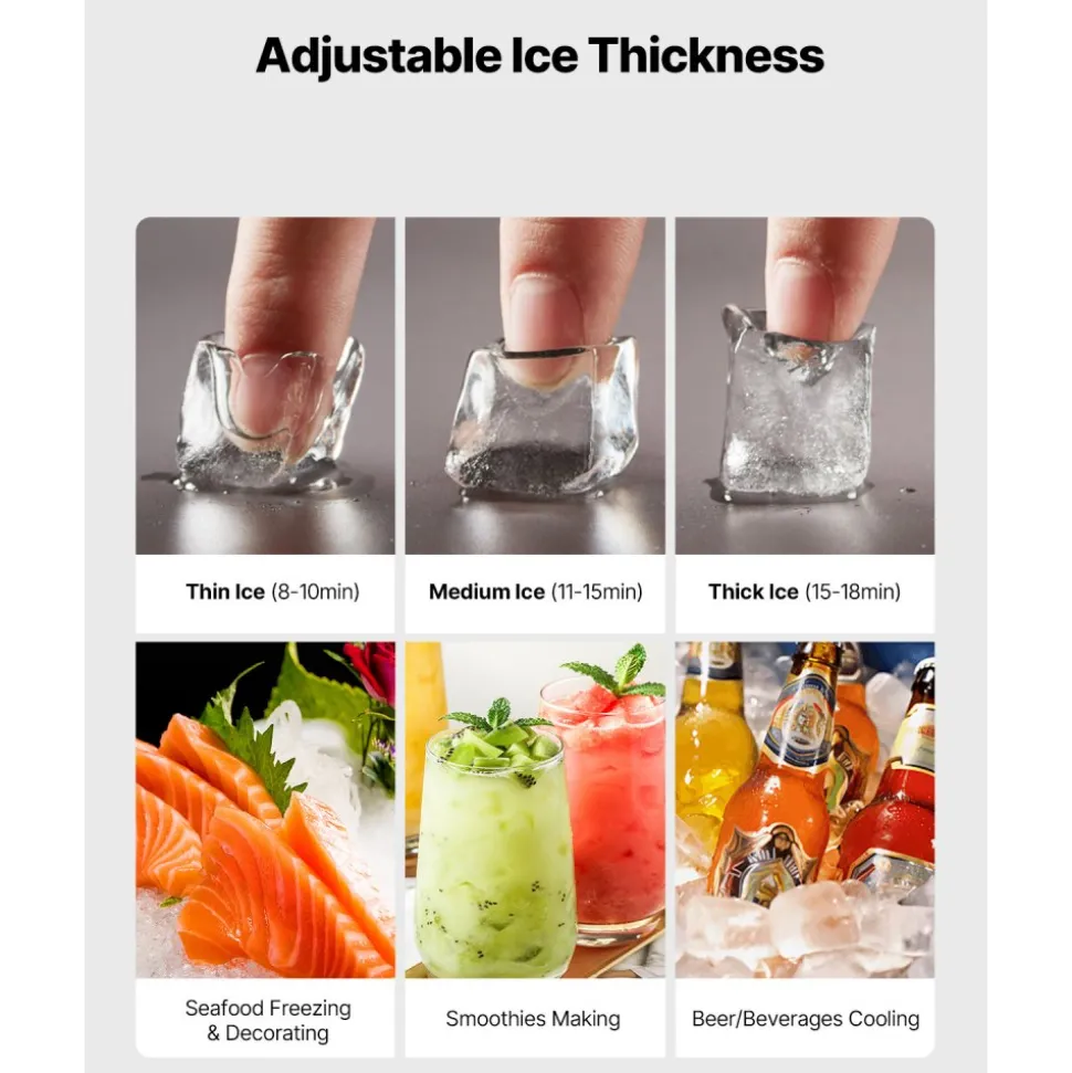 VEVOR Commercial Ice Maker Machine - Head, 1000 Lbs/Day Stainless Steel Ice Machine with Scheduled Ice-Making, Self-Cleaning, Adjustable Thickness, Ideal for Restaurant Bar Cafe Hotel - Head Only