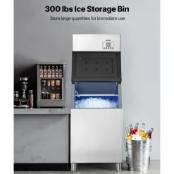VEVOR Commercial Ice Maker Machine, 360LBS/24H Ice-Making Machine with 300LBS Large Storage Bin, Auto Self-Cleaning Ice Maker with Touchscreen for Bar Cafe Restaurant Business Commercial