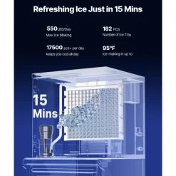VEVOR Commercial Ice Maker Machine, 360LBS/24H Ice-Making Machine with 300LBS Large Storage Bin, Auto Self-Cleaning Ice Maker with Touchscreen for Bar Cafe Restaurant Business Commercial