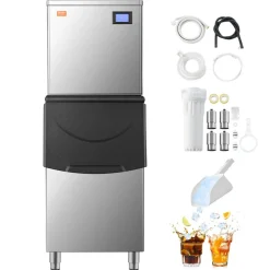VEVOR Commercial Ice Maker Machine, 450LBS/24H Ice Making Machine with 250LBS Large Storage Bin, Auto Self-Cleaning Ice Maker Machine with Touchscreen for Bar Cafe Restaurant Business Commercial