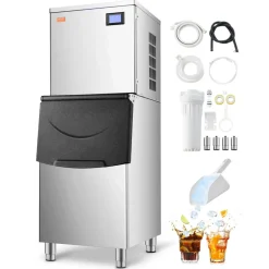 VEVOR Commercial Ice Maker Machine, 450LBS/24H Ice Making Machine with 250LBS Large Storage Bin, Auto Self-Cleaning Ice Maker Machine with Touchscreen for Bar Cafe Restaurant Business Commercial
