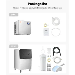 VEVOR Commercial Ice Maker Machine, 450LBS/24H Ice Making Machine with 250LBS Large Storage Bin, Auto Self-Cleaning Ice Maker Machine with Touchscreen for Bar Cafe Restaurant Business Commercial