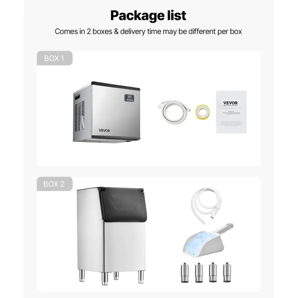 VEVOR Commercial Ice Maker Machine, 132 lbs/24H Stainless Steel Ice Machine with Worktop, 30 lbs Storage & 70 Cubes/Cycle, Self-Cleaning Freestanding Ice-Making for Home Bar Office Restaurant Kitchen