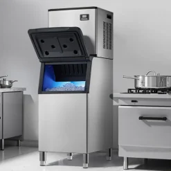VEVOR Commercial Ice Maker Machine, 132 lbs/24H Stainless Steel Ice Machine with Worktop, 30 lbs Storage & 70 Cubes/Cycle, Self-Cleaning Freestanding Ice-Making for Home Bar Office Restaurant Kitchen