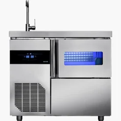 VEVOR Commercial Ice Maker Machine, 132 lbs/24H Stainless Steel Worktop Ice Machine with Sink, 30 lbs Storage & 70 Cubes/Cycle, Self-Cleaning Freestanding Ice-Making for Home Bar Restaurant Kitchen