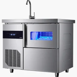 VEVOR Commercial Ice Maker Machine, 132 lbs/24H Stainless Steel Worktop Ice Machine with Sink, 30 lbs Storage & 70 Cubes/Cycle, Self-Cleaning Freestanding Ice-Making for Home Bar Restaurant Kitchen