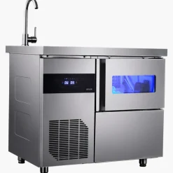 VEVOR Commercial Ice Maker Machine, 132 lbs/24H Stainless Steel Worktop Ice Machine with Sink, 30 lbs Storage & 70 Cubes/Cycle, Self-Cleaning Freestanding Ice-Making for Home Bar Restaurant Kitchen