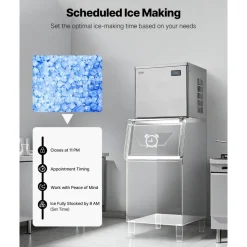 VEVOR Commercial Ice Maker Machine - Head, 450 Lbs/Day Stainless Steel Ice Machine with Scheduled Ice-Making, Self-Cleaning, Adjustable Thickness, Ideal for Restaurant Bar Cafe Hotel - Head Only