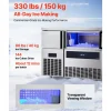 VEVOR Commercial Ice Maker Machine, 330 lbs/24H Stainless Steel Ice Machine with Worktop, 88 lbs Storage & 144 Cubes/Cycle, Self-Cleaning Freestanding Ice-Making for Home Bar Office Restaurant Kitchen