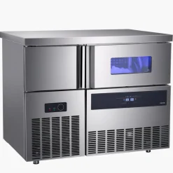 VEVOR Commercial Ice Maker Machine, 330 lbs/24H Stainless Steel Ice Machine with Worktop, 88 lbs Storage & 144 Cubes/Cycle, Self-Cleaning Freestanding Ice-Making for Home Bar Office Restaurant Kitchen