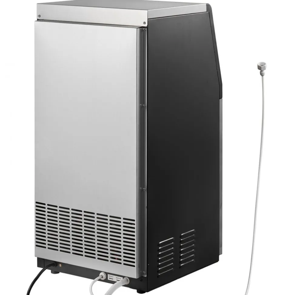 VEVOR Commercial Ice Maker Machine with Pump, 100 lbs/24h with 30 lbs Storage Capacity, Built-in/Freestanding/Under Counter, Stainless Steel Ice Maker with LED Display & Self-Cleaning, for Home Bar